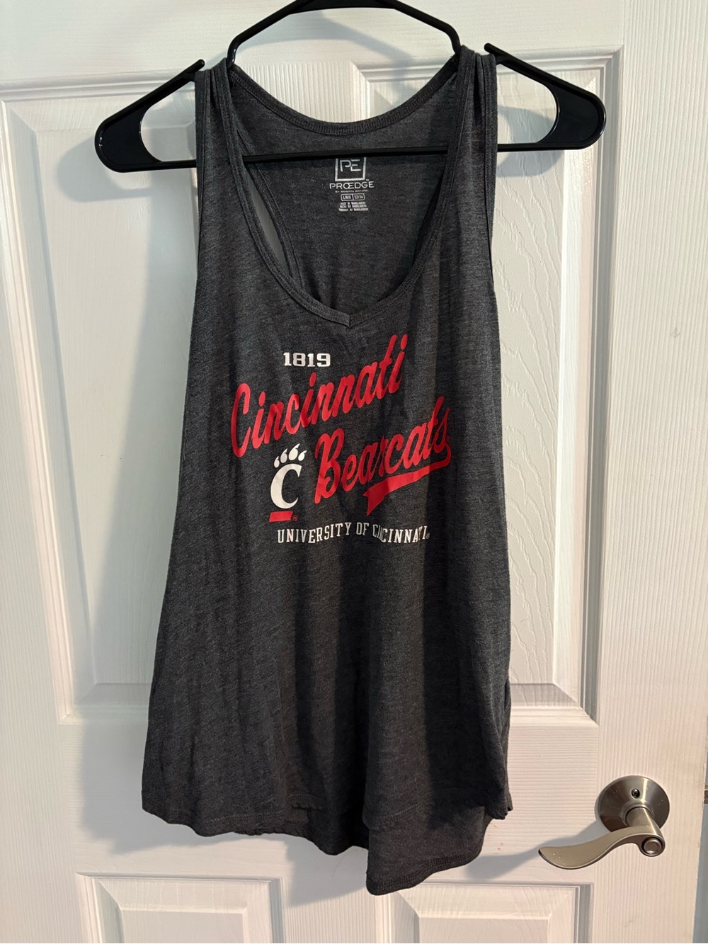 Pro Edge Cincinnati Bearcats Charcoal Tank with Red and White Logo